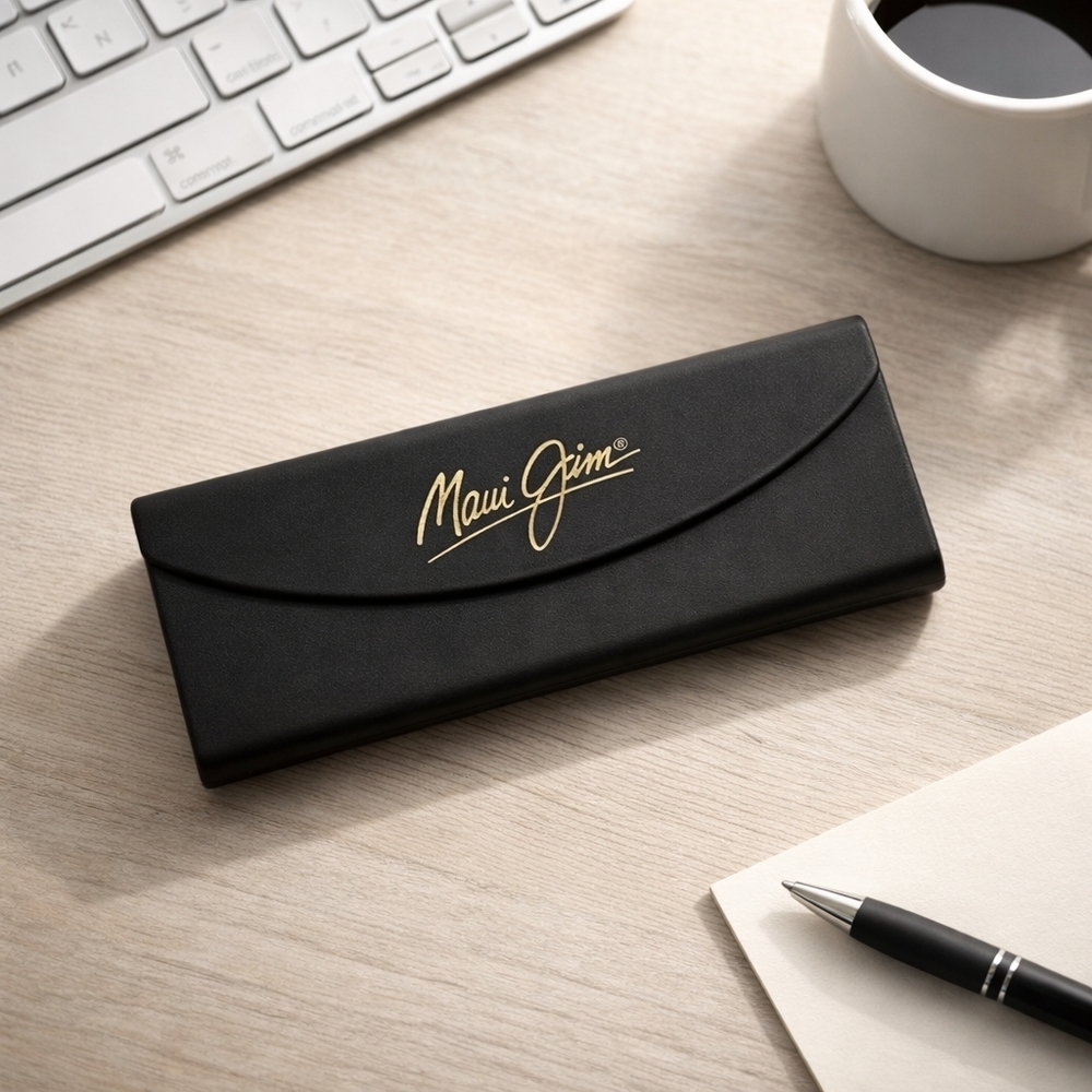Maui Jim Black Slim Eyeglasses Case 6.5" Logo Hard Shell